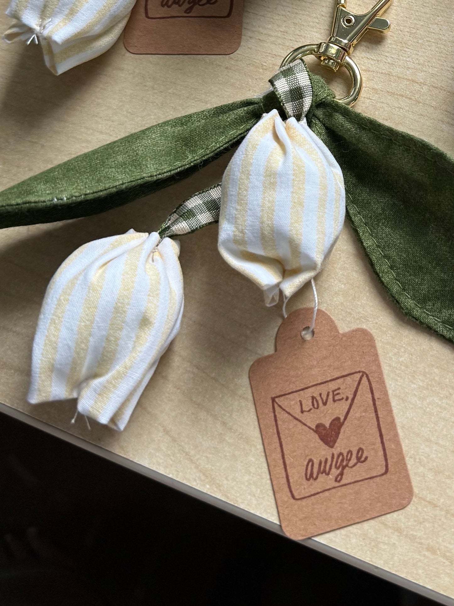 yellow tulip bag charm (2 flower)