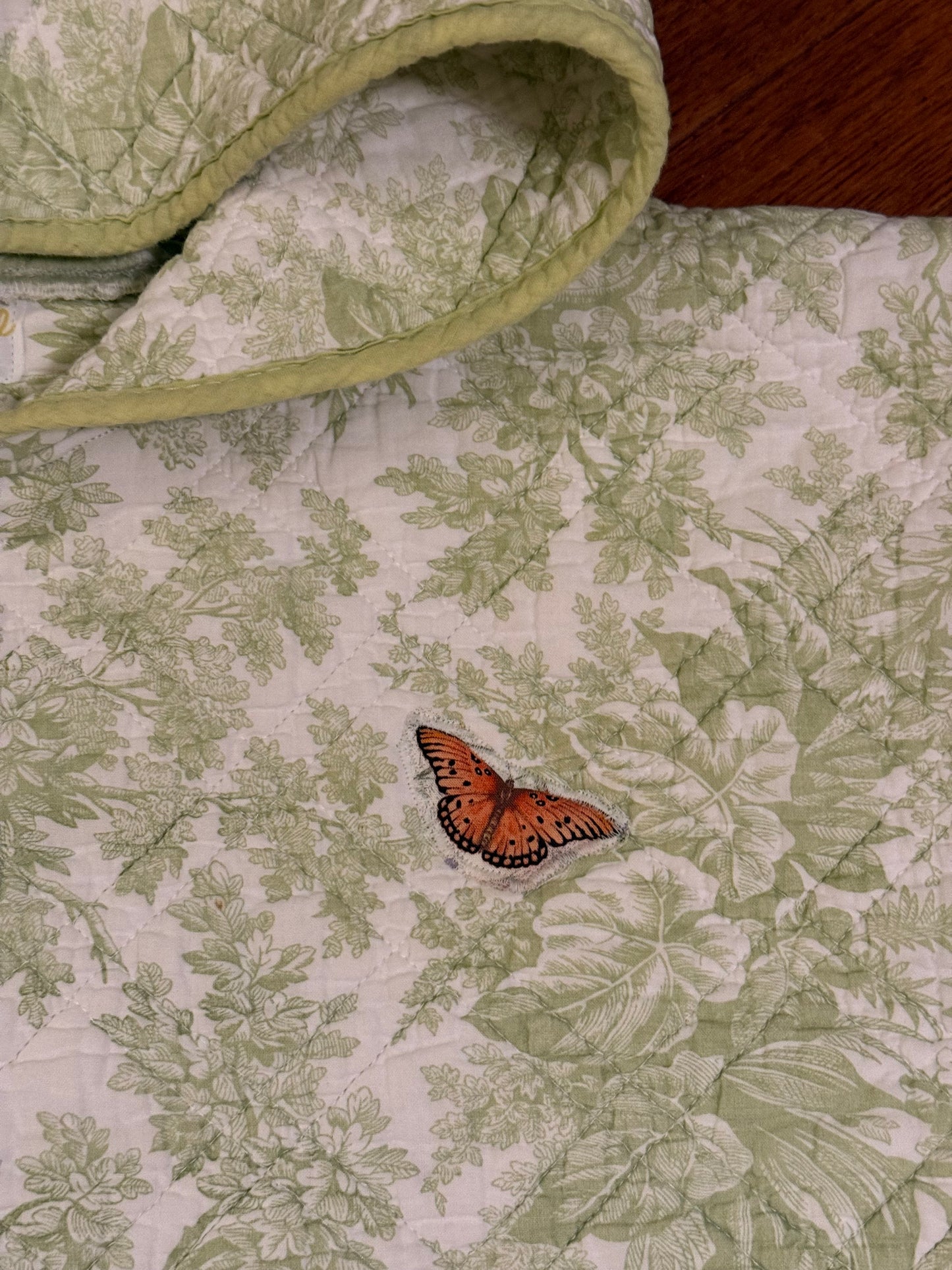 appliqué quilt hoodie (toile garden)