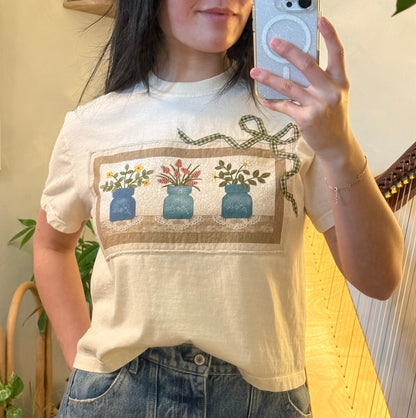 bow crop tee (mason jar bouquets)