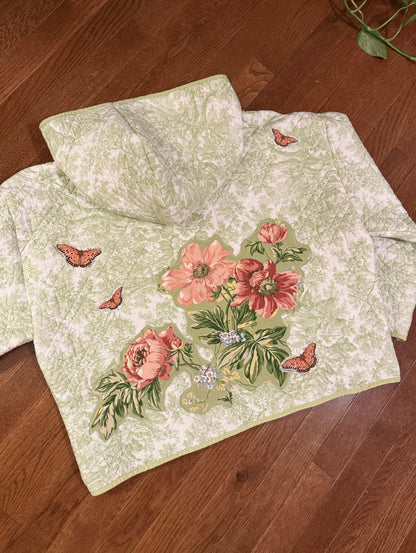 appliqué quilt hoodie (toile garden)
