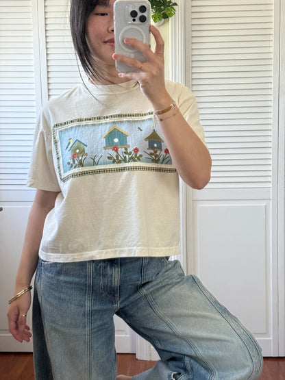 crop tee (bird houses)