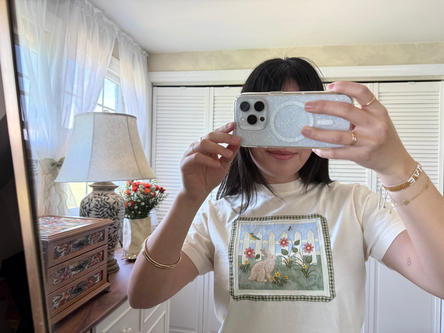 crop tee (garden bunny)