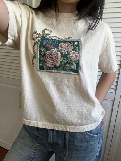 bow crop tee (rose)