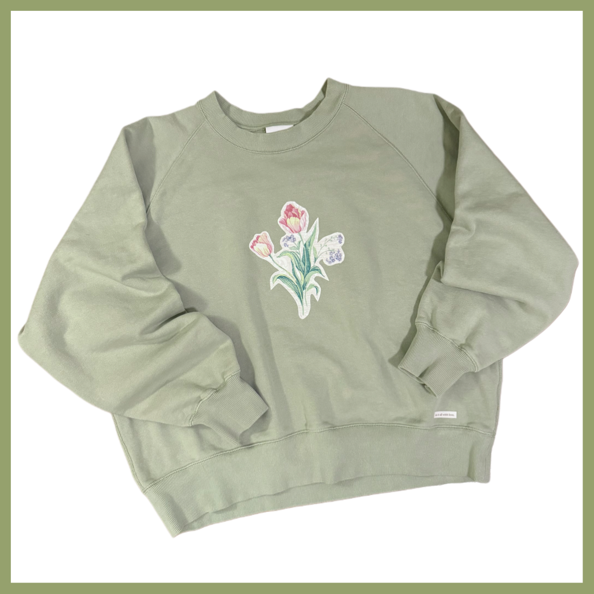 appliqué sweater (sage tulip)