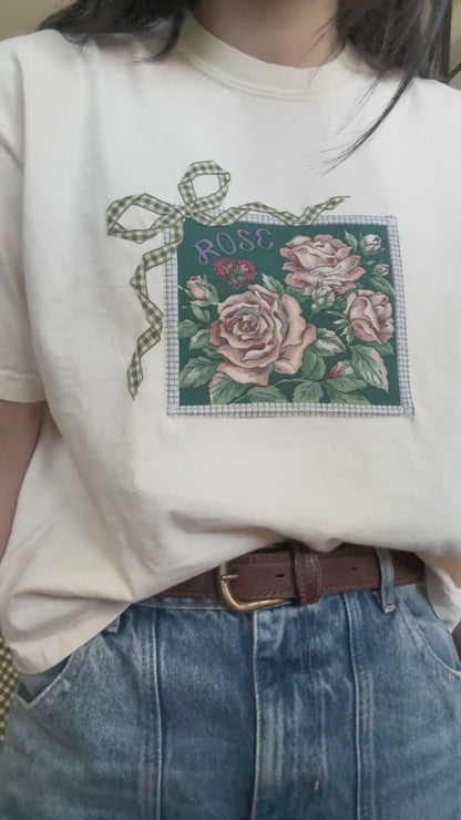 bow crop tee (rose)
