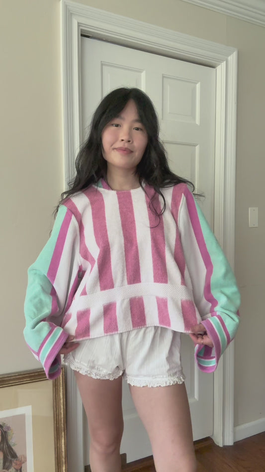towel hoodie (candy stripe)